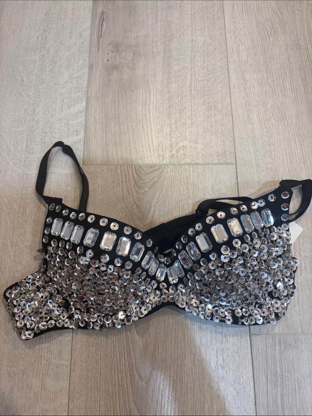 Body Central Black Sequin-Trim Bra Top